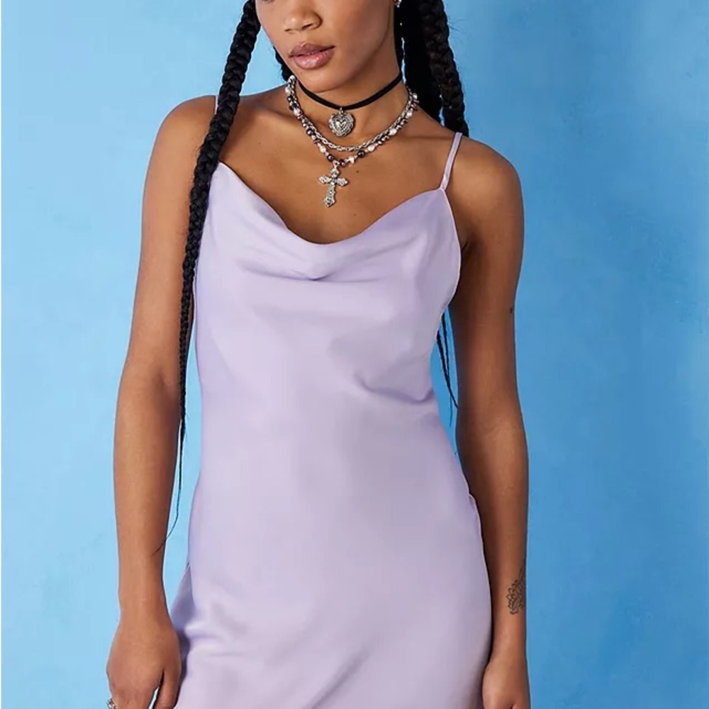NWOT Urban Outfitters Mallory Cowl neck Lavender slip Dress